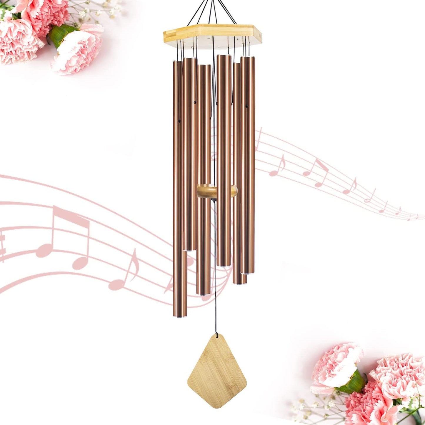 Enchanting 30-Inch Deep Tone Memorial Wind Chimes with Hook - Perfect Gift for Mother's Day, Housewarming, and Christmas - Ideal for Patio, Garden, and Home Decor in Elegant Black
