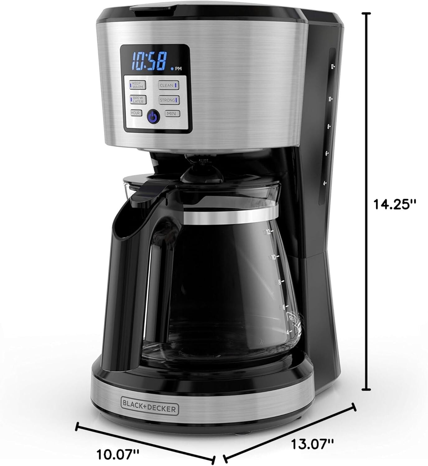 Experience Bold Flavor with the Programmable 12-Cup Coffee Maker Featuring Exclusive Vortex Technology in Sleek Silver