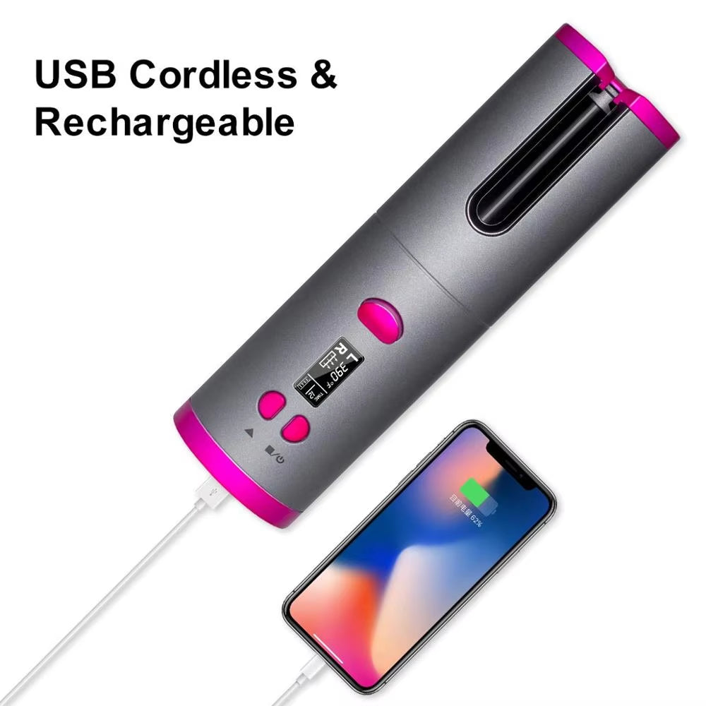 Revolutionary Cordless Automatic Hair Curler - Portable, USB Rechargeable, and Effortlessly Creates Stunning Curls Anywhere!