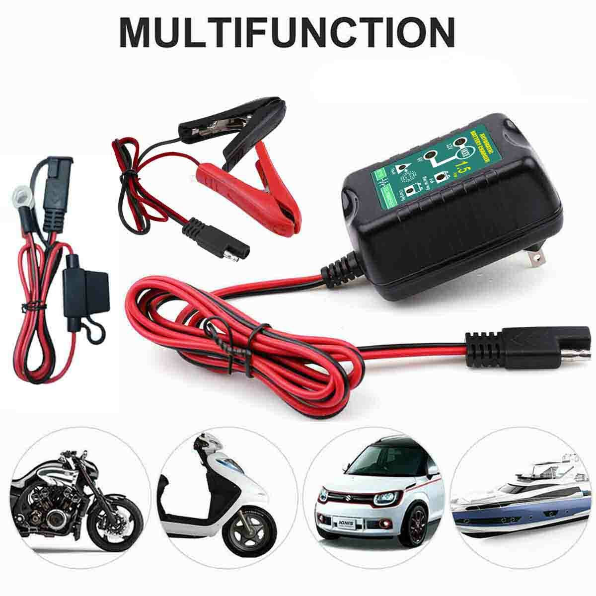 Smart Automatic Battery Charger & Maintainer for 6V/12V Motorcycles - Trickle Float Technology