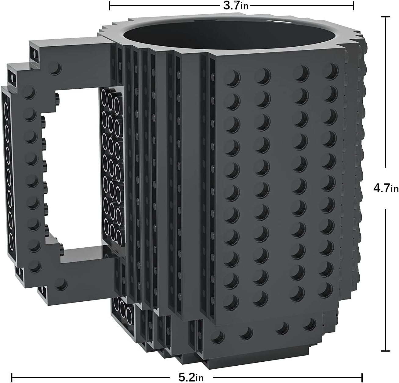 Build-On Brick Mug Set - Unleash Creativity with 3 Random Packs of 2-in-1 Bricks - Fun Coffee Mugs for Kids and Adults - Perfect Novelty Gift for Any Occasion - Black