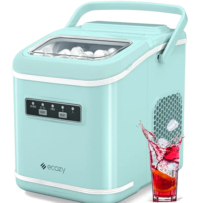 Ice Maker, Ecozy Portable Ice Maker, 26Lb, Cube Ice 9 in 6Min, Self-Cleaning,Ice Bags/Standing Ice Scoop/Ice Basket Kitchen Utensils