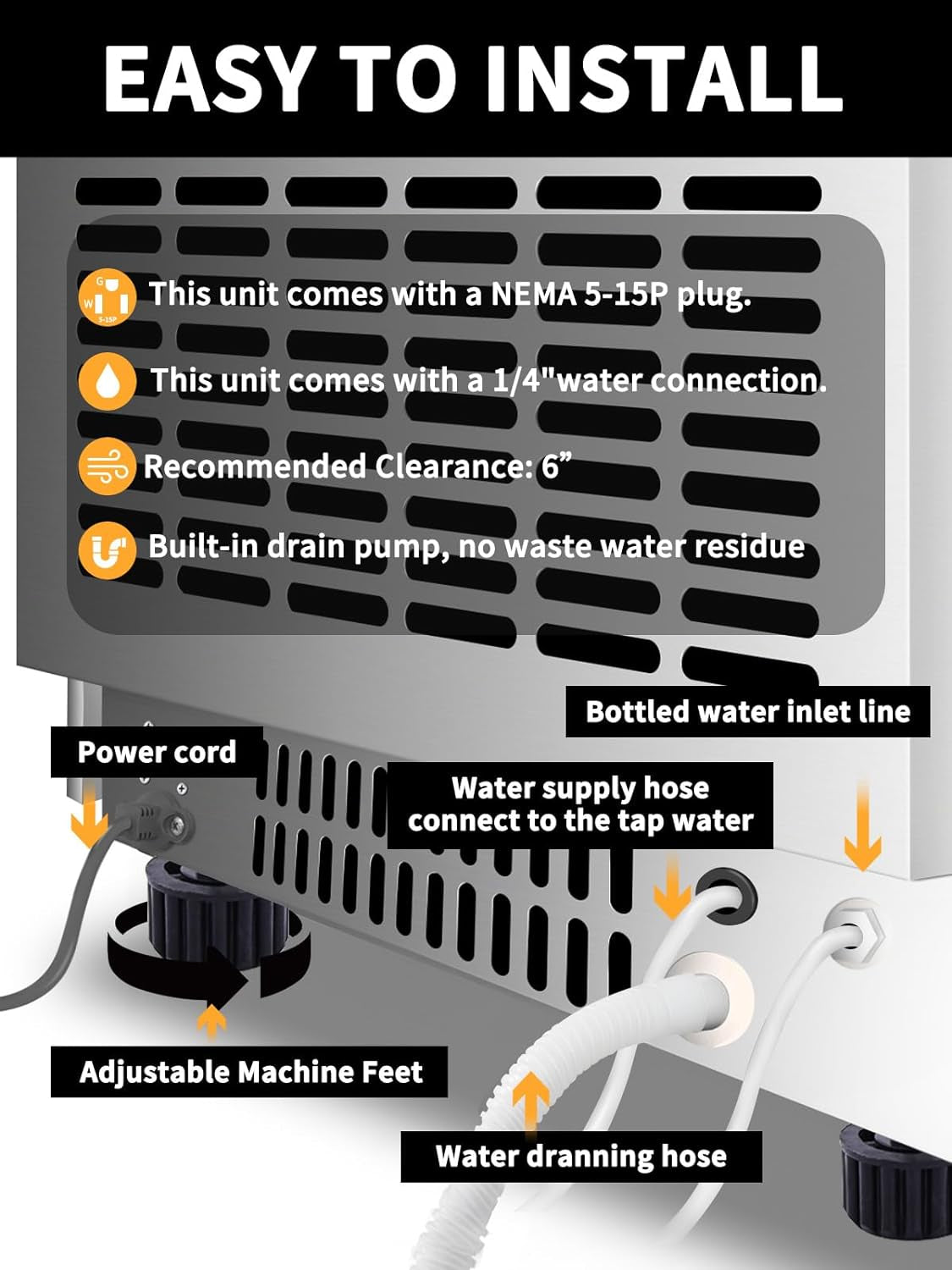 Upgraded Commercial Ice Maker Machine,90Lbs Stainless Steel under Counter Ice Machine with 30Lbs Ice Storage Capacity,Freestanding Ice Maker,Ideal for Restaurant,Bar,Restaurant,Home and RV