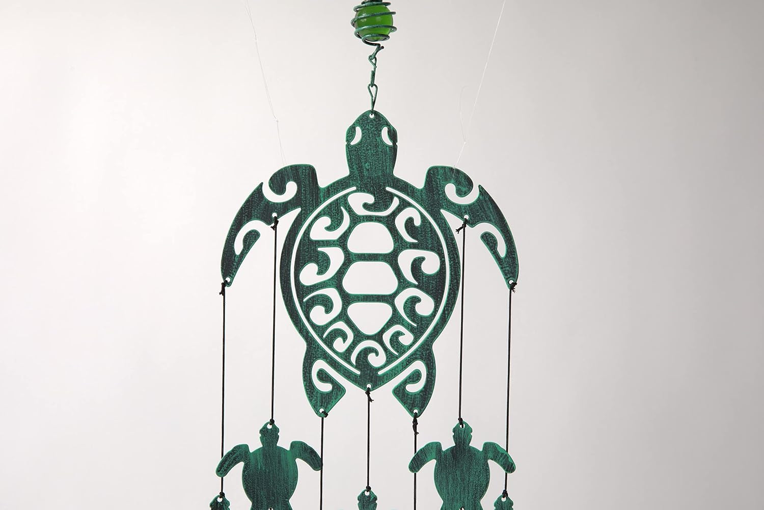Enchanting 31" Rustic Sea Green Tribal Turtles Wind Chimes - Unique Outdoor Decor for Gardens, Perfect Gift for Women and Moms