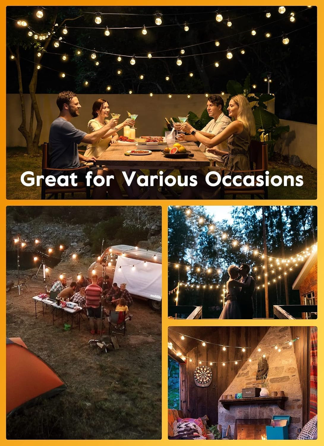Illuminate Your Outdoor Spaces with 38Ft Waterproof String Lights - Remote-Controlled LED Bulbs for Perfect Ambiance