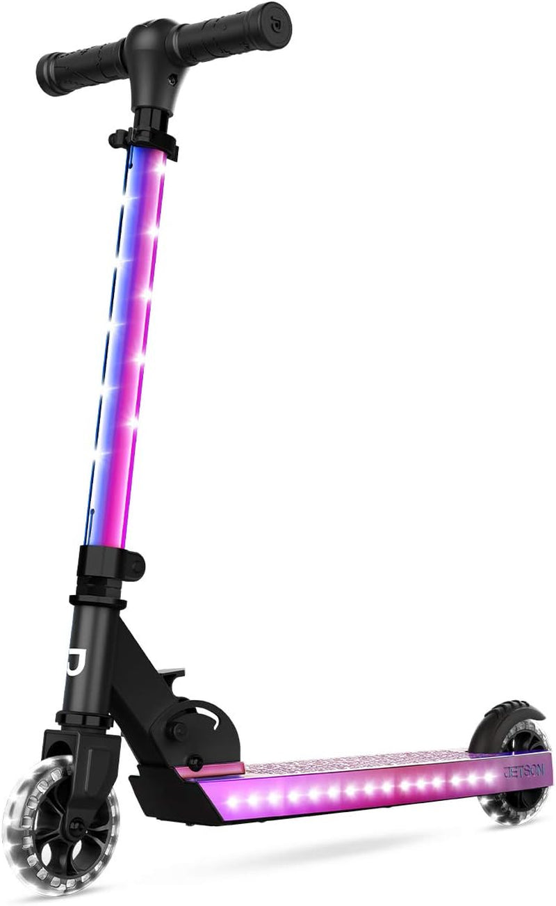 "🌟 Zoom into fun, Light it Up, with the Jupiter Kick Scooter! 🌈 Perfect for kids, this lightweight, collapsible ride features dazzling RGB lights on the stem, wheels, and deck. Get ready to roll in style! 🛴✨ #KidApproved #ScooterLife"