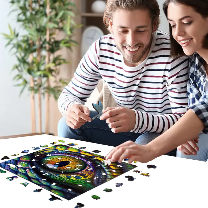 Snake Eye Mys Aurora Wooden Jigsaw Puzzle for Kids and Adults 200 500 Pcs Unique Shape Nice Box Packing Fun Challenging Brain Exercise Family Game Creative Gift for Friends Parents Grandparents Multicoloured