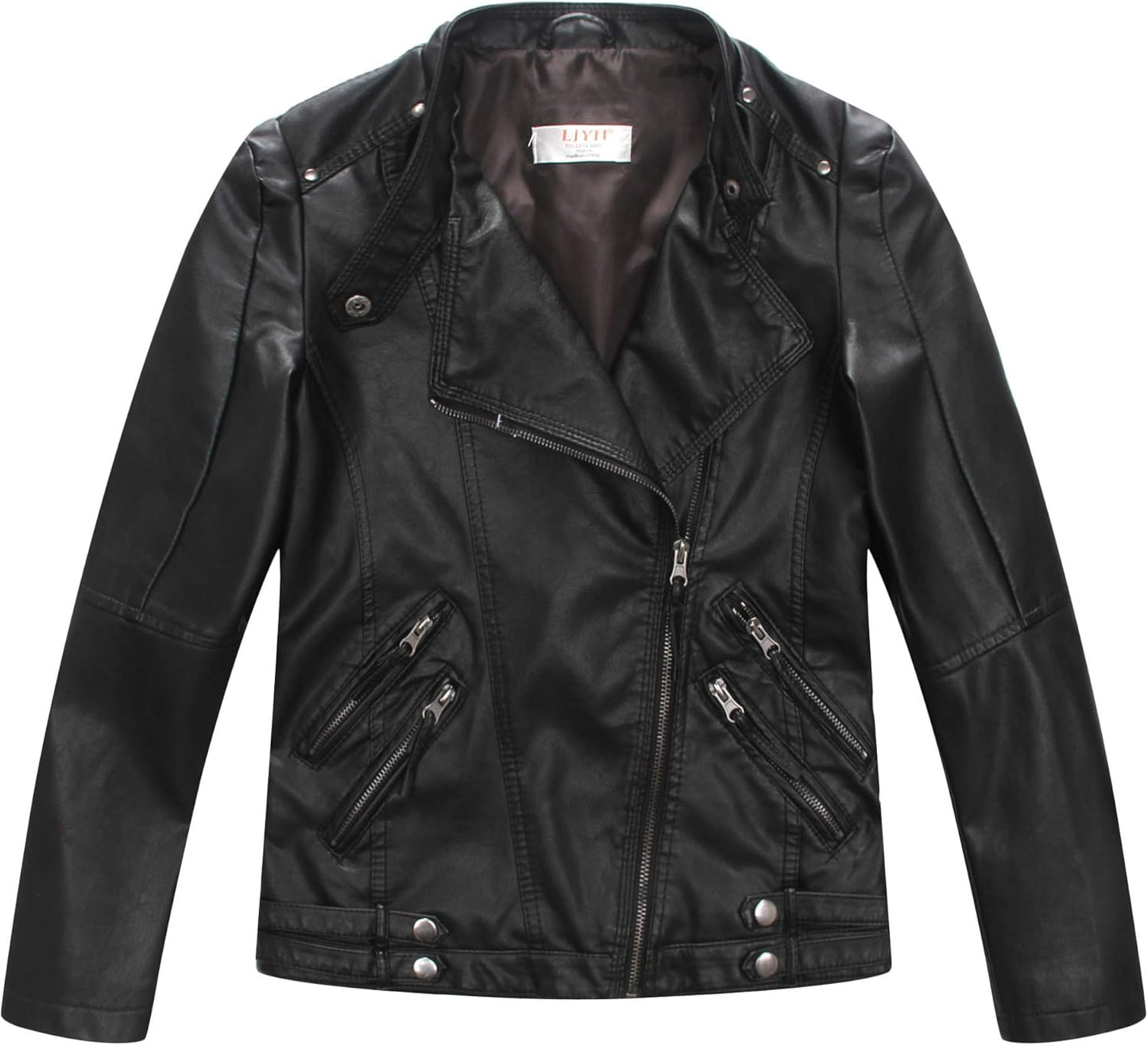 Boys Spring Faux Leather Moto Jackets Kids Zipper Fall Coats Outerwear