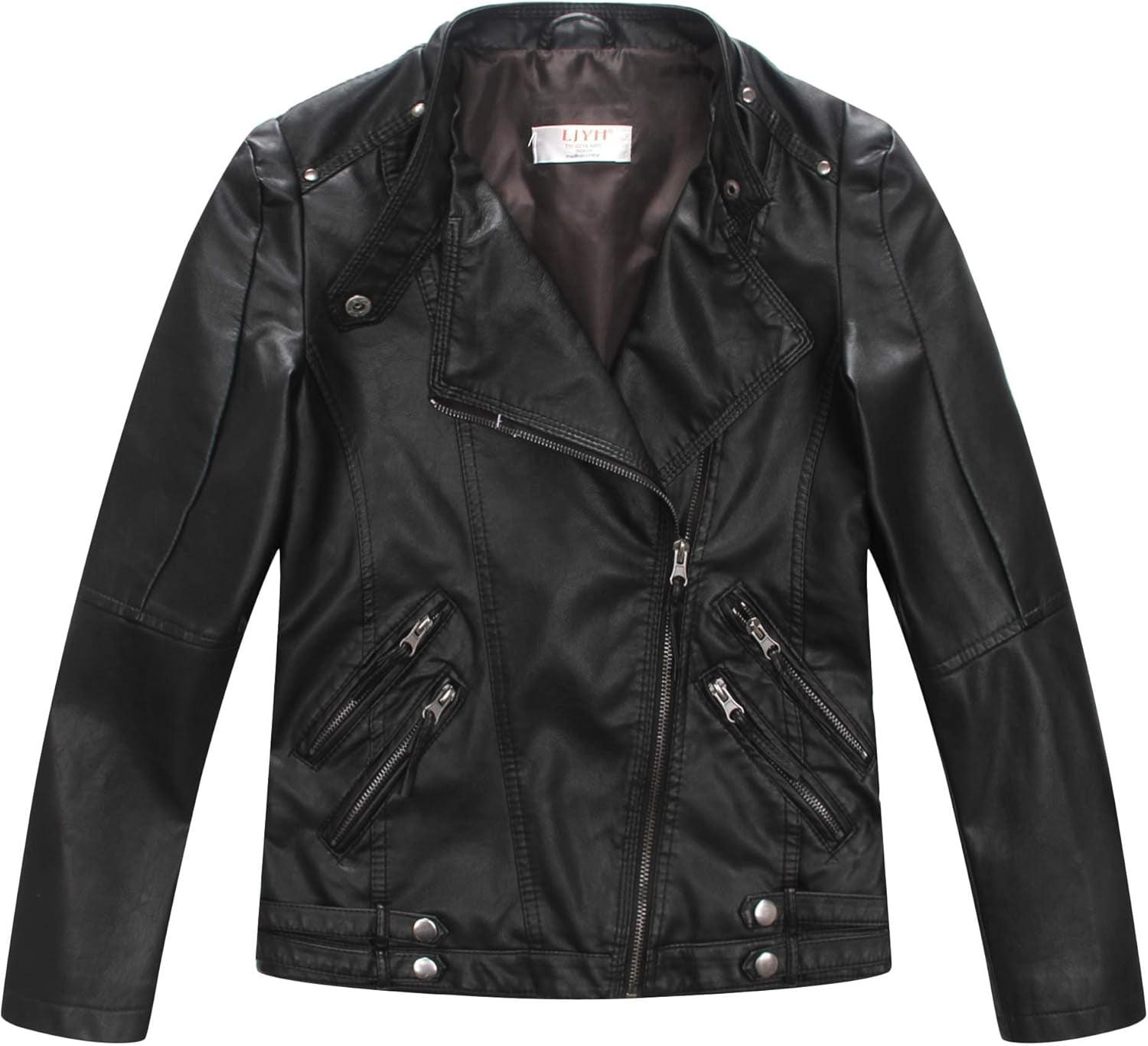 Boys Spring Faux Leather Moto Jackets Kids Zipper Fall Coats Outerwear
