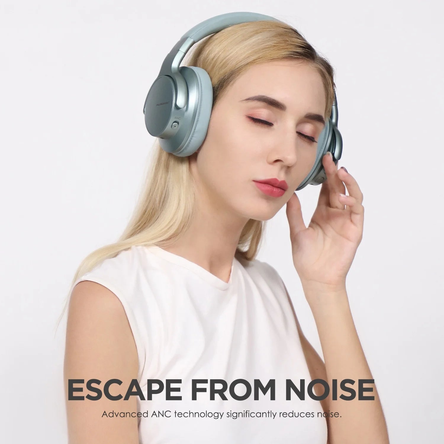 E7 Active Noise Cancelling Headphones,Wireless over Ear Bluetooth 5.0 Headsets with Mic,Mint Green