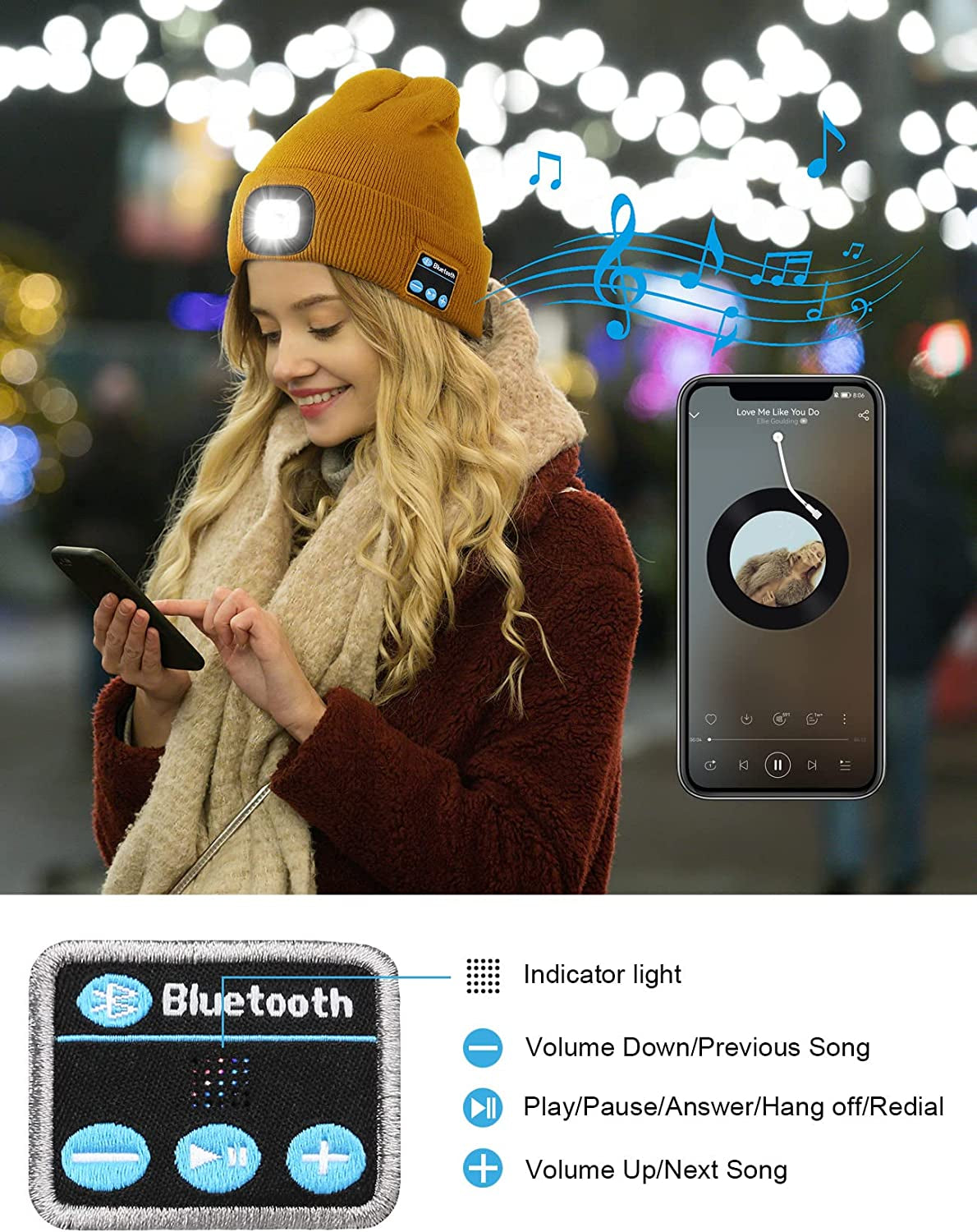 🎶✨ Light Up Your Winter! 🔦💖 Check out this Bluetooth Beanie with LED Lights & Cordless Headphones! Perfect for unique Christmas & Birthday gifts for the special guys in your life! 🎁🧢 #GiftIdeas #BluetoothBeanie #WinterEssentials