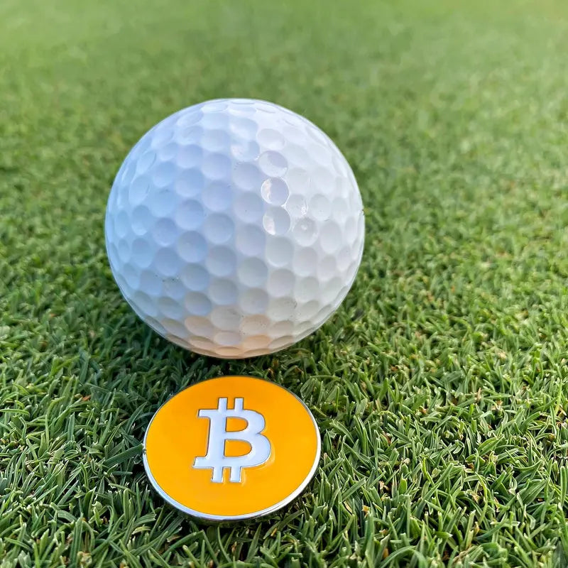 Bitcoin Golf Ball Marker All Metal - Value Pack of 5 - Works with Most Hat Magnet Clips and Divot Repair Tools with Magnetic Holder, Men and Women Golf Gift Accessories - Orange Ball Markers (3 Pack)