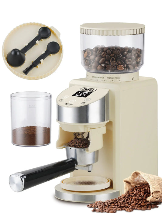 Burr Coffee Grinder Adjustable Burr Mill with 35 Precise Grind Settings,Beige