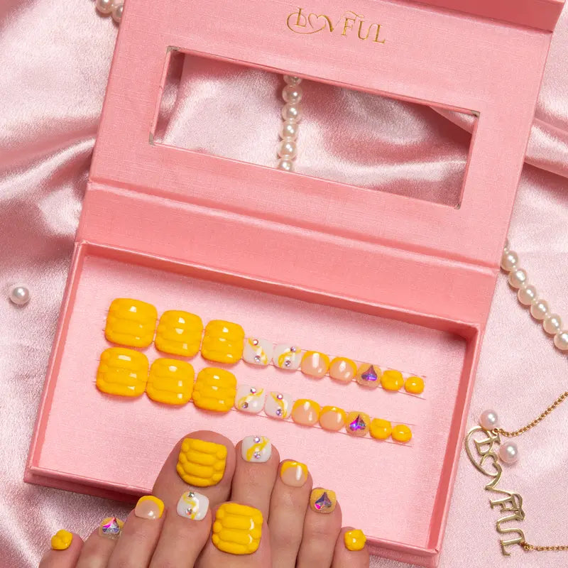 20PCS SIZE FREE Lovful Acrylictoes Handmade Press on Feet Nails Pedicure Acrylicnailtoes (RY)