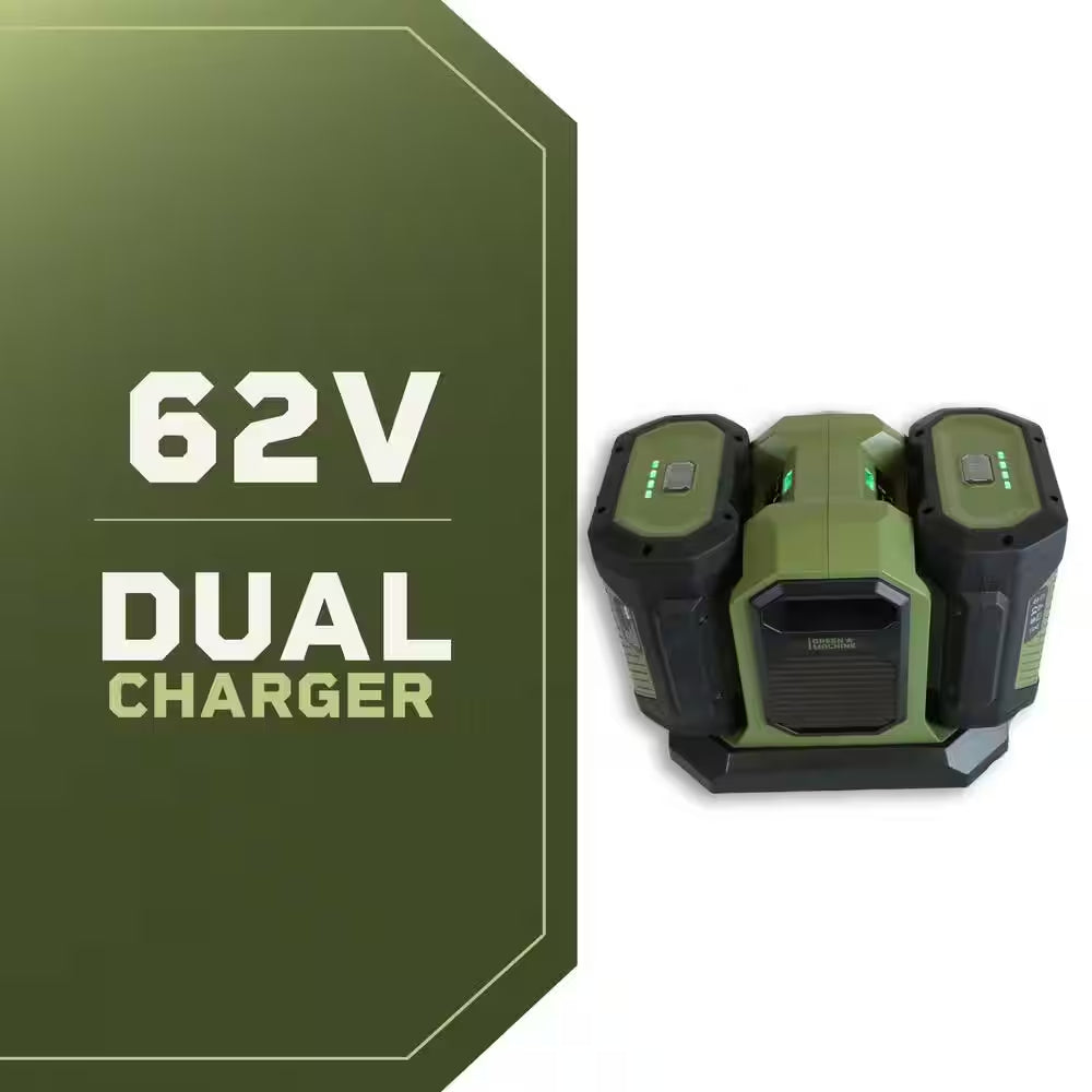 Power Up Your Green Machine with the 62-Volt Dual Port Rapid Charger - Charge Two Batteries at Once!