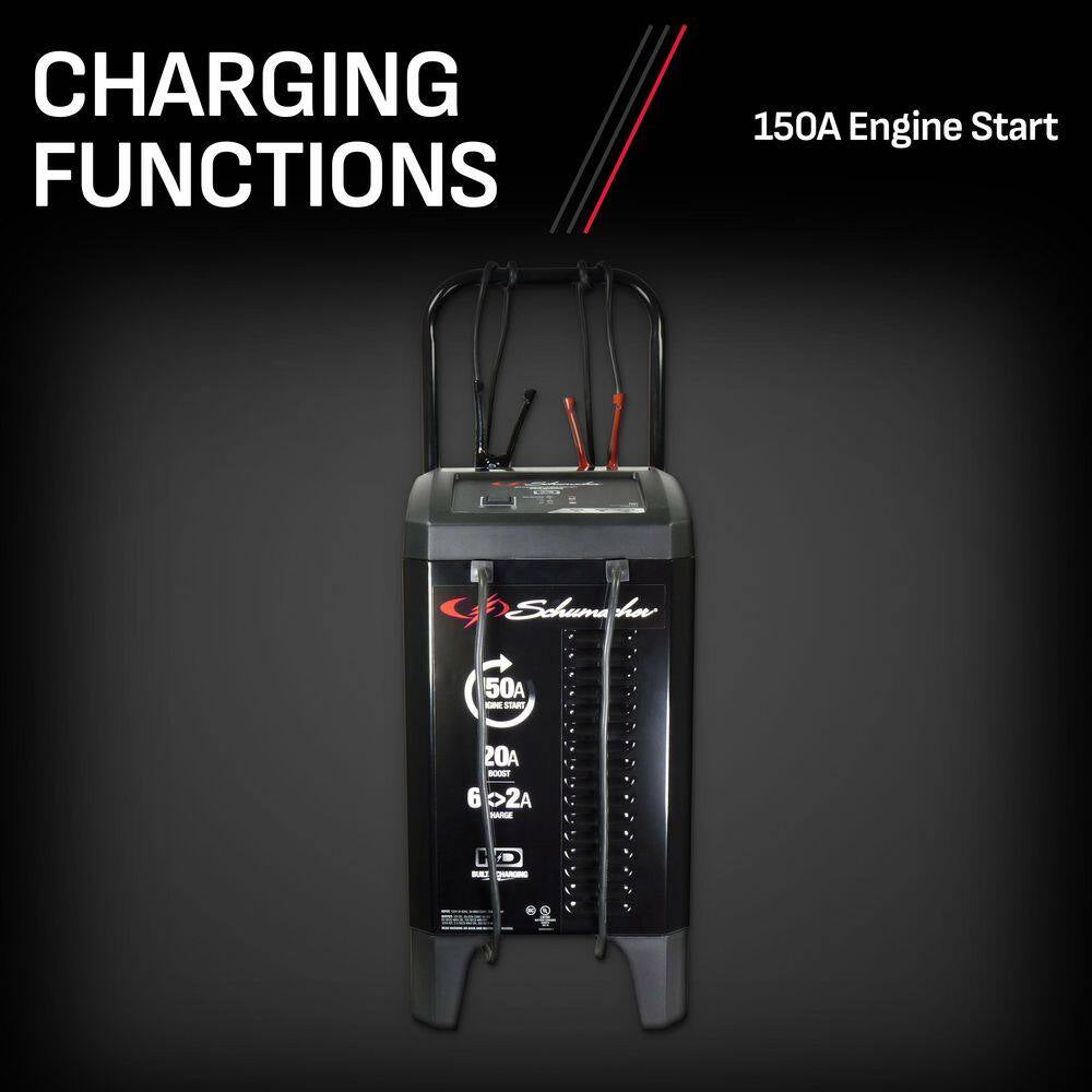 Power Up Your Ride with the Ultimate Wheeled 150A Car Battery Charger and Engine Starter - Fast 20A Boost for All Your Automotive and Marine Needs