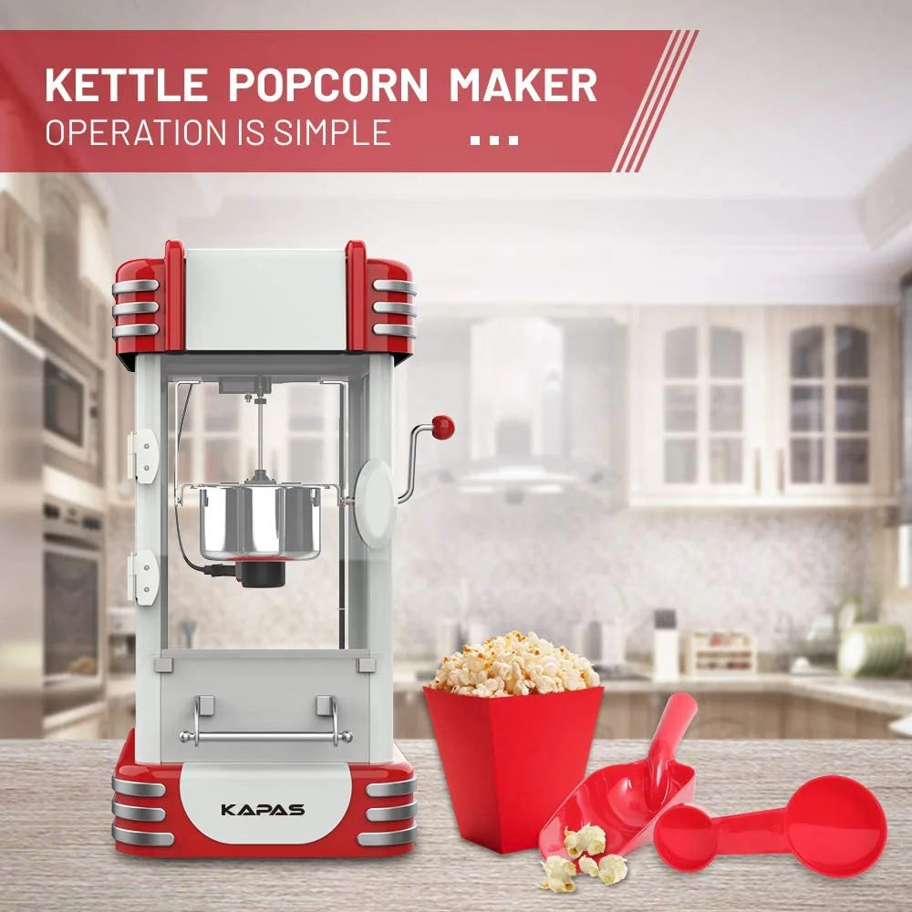 Popcorn Machine, Red Tabletop Popcorn Maker with Accessories