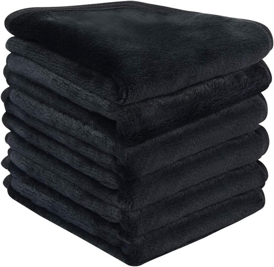 Microfiber Makeup Remover Cloths Reusable Face Towel Soft Facial and Skin Care Wash Cloth 9.8Inchx9.8Inch 6 Pack Black