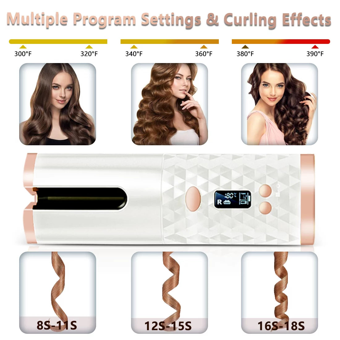 Revolutionary Cordless Automatic Hair Curler - USB Rechargeable, Portable Curling Wand for Effortless Curls Anywhere