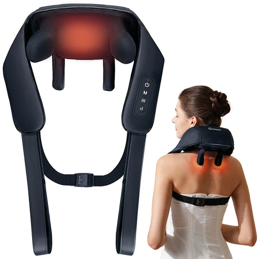Neck Massager with Heat, Cordless Deep Tissue 4D Expert Kneading Massage for Home Use,, Shiatsu Neck and Shoulder Massage Pillow for Neck, Traps, Back and Leg Pain Relief, Gifts for Men Women Mo