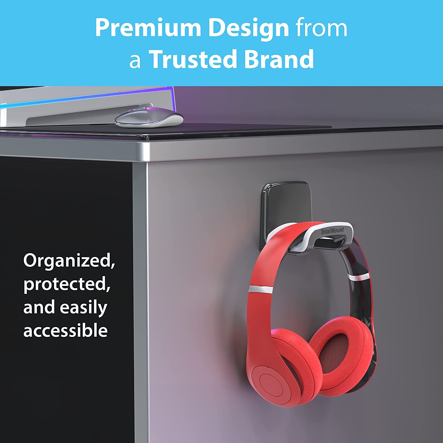 🎧 Keep Your Space Tidy! Studio-Grade Black Headphone Holder - No Screws or Damage, Just Hang & Go! 🖤✨ #HeadphoneHolder #HomeOrganization
