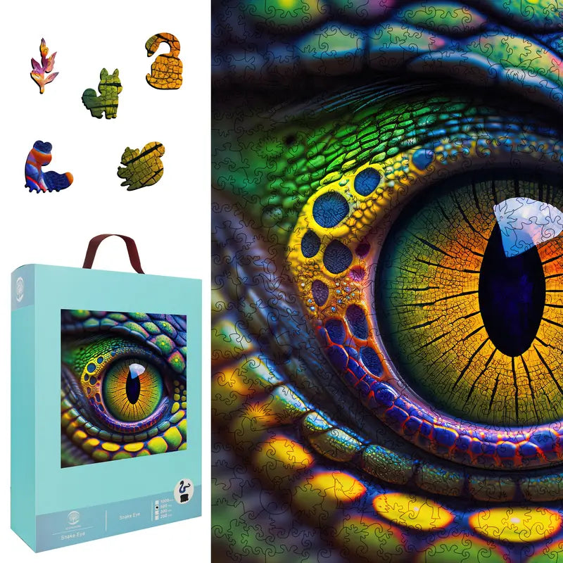 Snake Eye Mys Aurora Wooden Jigsaw Puzzle for Kids and Adults 200 500 Pcs Unique Shape Nice Box Packing Fun Challenging Brain Exercise Family Game Creative Gift for Friends Parents Grandparents Multicoloured