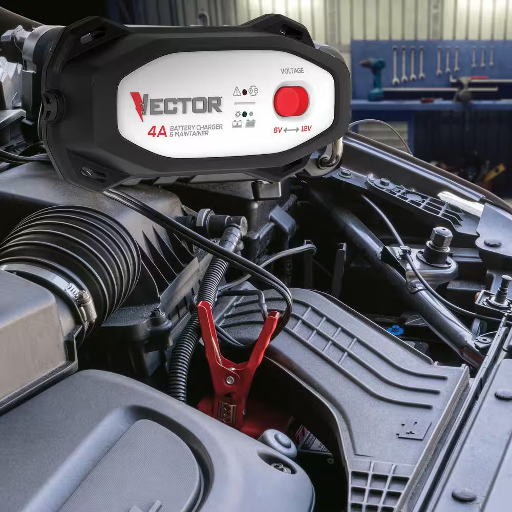 Reliable 4 Amp Battery Charger and Maintainer for 6V/12V Lead Acid Batteries