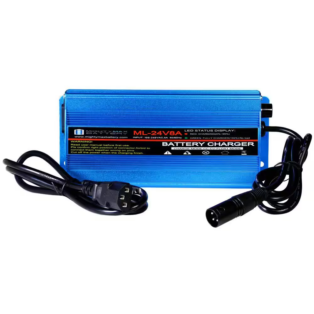 Power Up Your Mobility: 24-Volt 8 Amp Automatic Smart Battery Charger for Safe and Efficient Charging