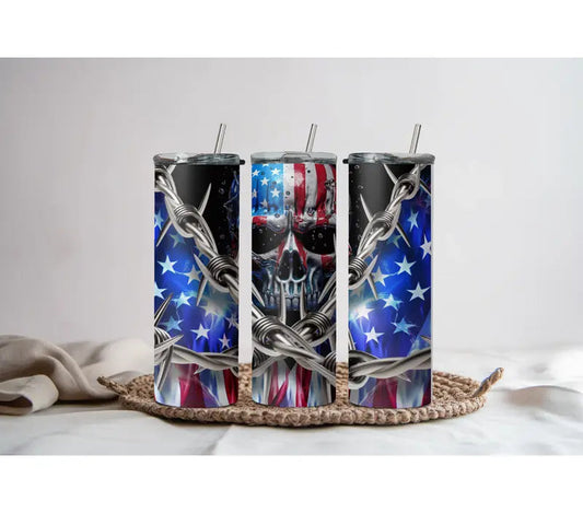 20Oz American Skull Stainless Steel Tumbler