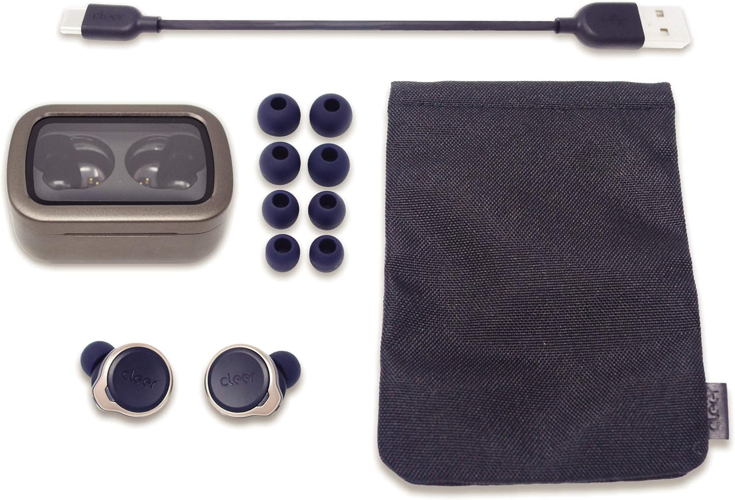 Audio Ally Plus, True Wireless Hybrid Noise Cancelling Earbuds with 30 Hour Battery, Water Resistant, Music & Calls (Navy)