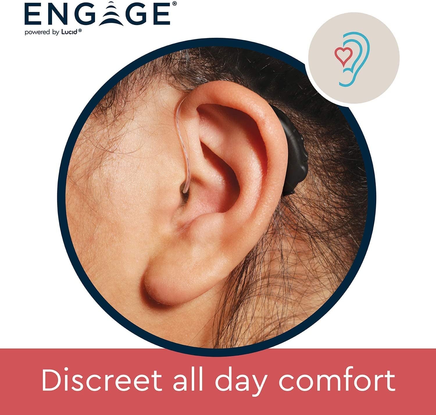 Lucid Hearing  Rechargeable OTC Hearing Aids - Compatible with Iphone, Lucid Hearing APP, and Bluetooth - Splashproof - Discrete - Engineered and Designed in the USA (Black)