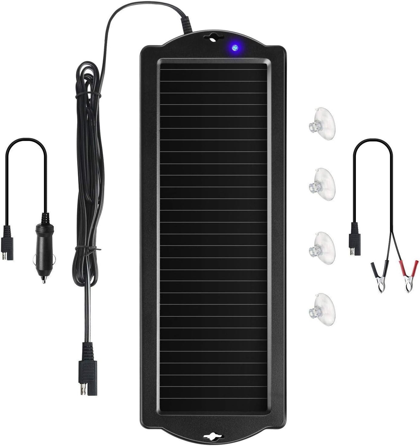 Efficient 12V Solar Battery Trickle Charger & Maintainer - Keep Your Car, Motorcycle, or RV Battery Charged Anywhere!