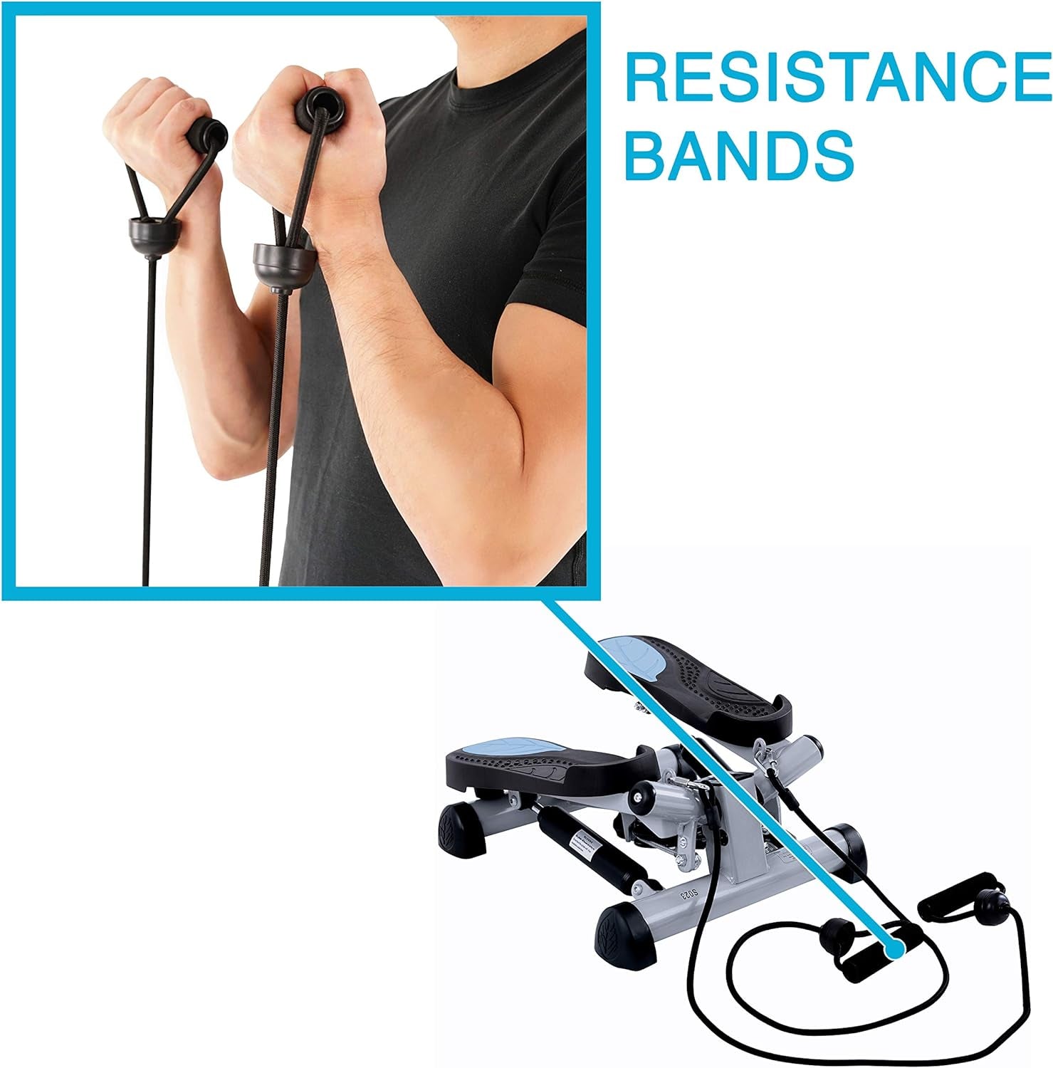 Mini Stepper Steppers for Exercise at Home Stair Step Cardio Thigh Master Workout Equipment Fitness Pedal Exerciser Non-Slip Pedals with Resistance Bands LCD Digital Monitor Climber