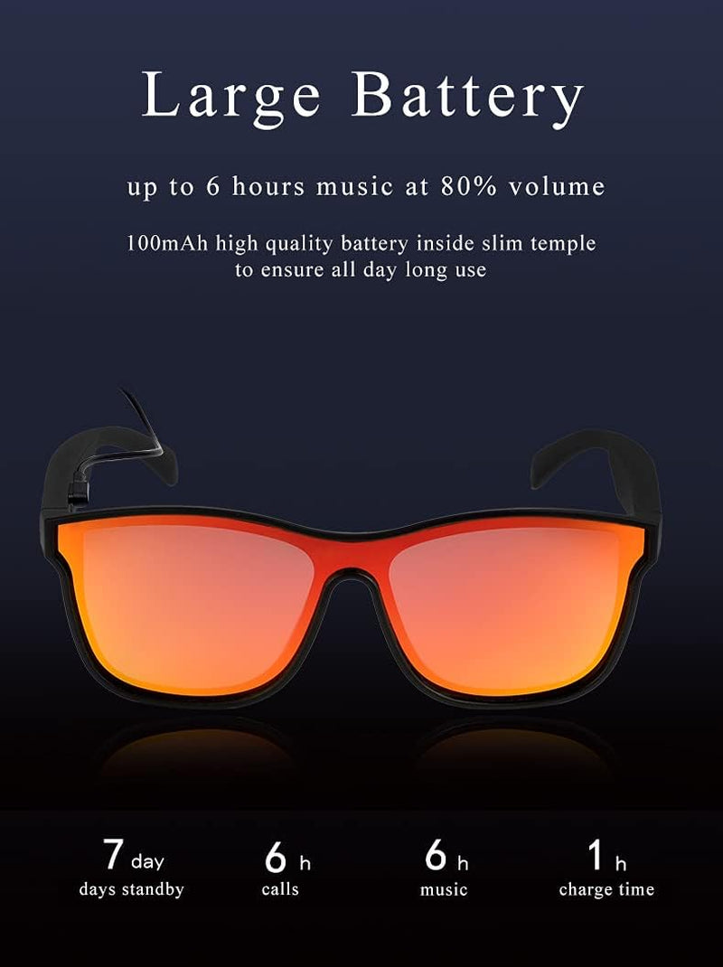Smart Audio Bluetooth Music Sunglasses with Speakers Polarized & Oversized Lenses