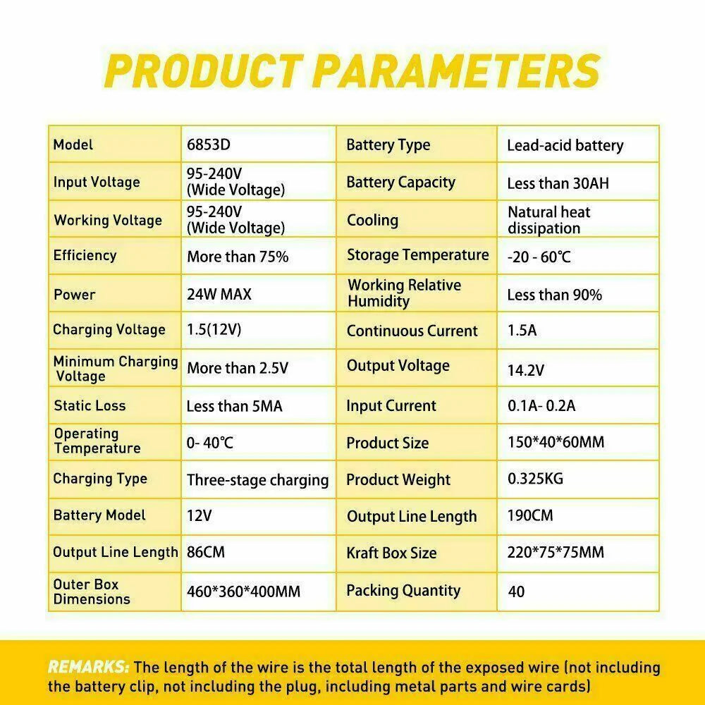1500mAh Smart Automatic Battery Charger - Portable 12V Car Trickle Maintainer for Optimal Battery Care