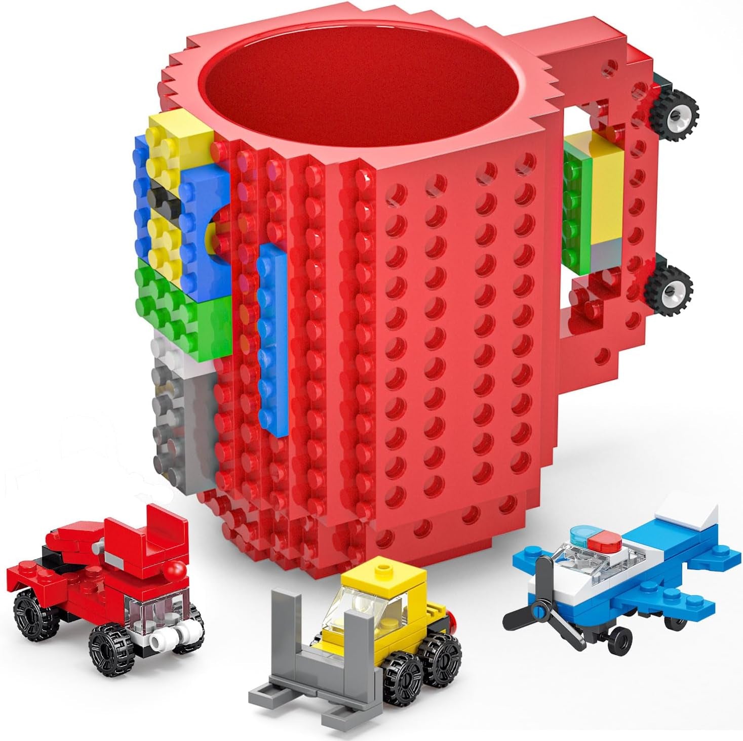 Build-On Brick Mug Set - Unleash Creativity with 3 Random Packs of 2-in-1 Bricks - Fun Coffee Mugs for Kids and Adults - Perfect Novelty Gift for Any Occasion - Black