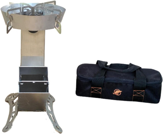 Rocket Stove Patrol, Camp Rocket Stove Wood Burning Portable Stove W/Travel Case, Collapsible Backpacking Wood Stove, Rocket Camp Stove, Outdoor Cooking Stove Estufa De Leña Para Cocinar