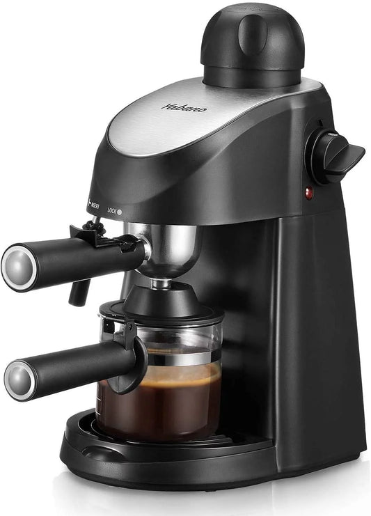 Espresso Machine,  3.5 Bar 4 Cup Steam Espresso Cappuccino Maker with Milk Frother, 800W, Black
