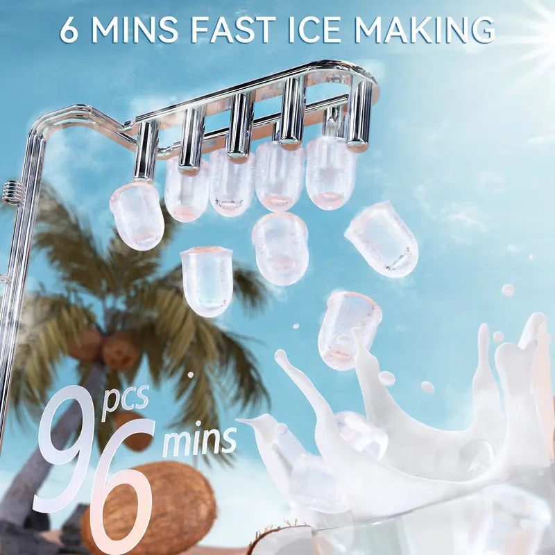 Ice Maker, Ecozy Portable Ice Maker, 26Lb, Cube Ice 9 in 6Min, Self-Cleaning,Ice Bags/Standing Ice Scoop/Ice Basket Kitchen Utensils