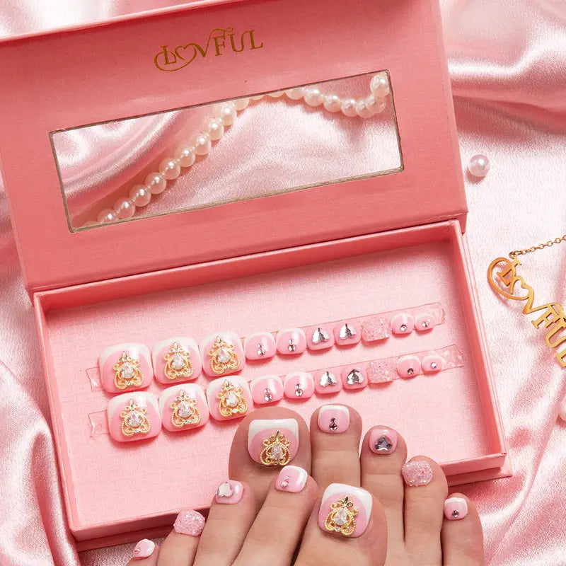 20PCS SIZE FREE Lovful Acrylictoes Handmade Press on Feet Nails Pedicure Acrylicnailtoes (RY)