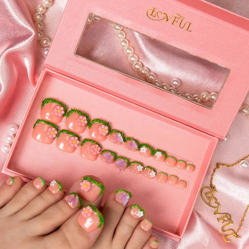 20PCS SIZE FREE Lovful Acrylictoes Handmade Press on Feet Nails Pedicure Acrylicnailtoes (RY)