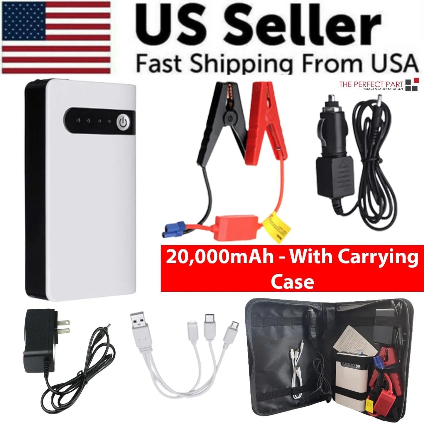 Powerful 20000mAh Car Jump Starter & Portable Power Bank - Your Ultimate Roadside Companion