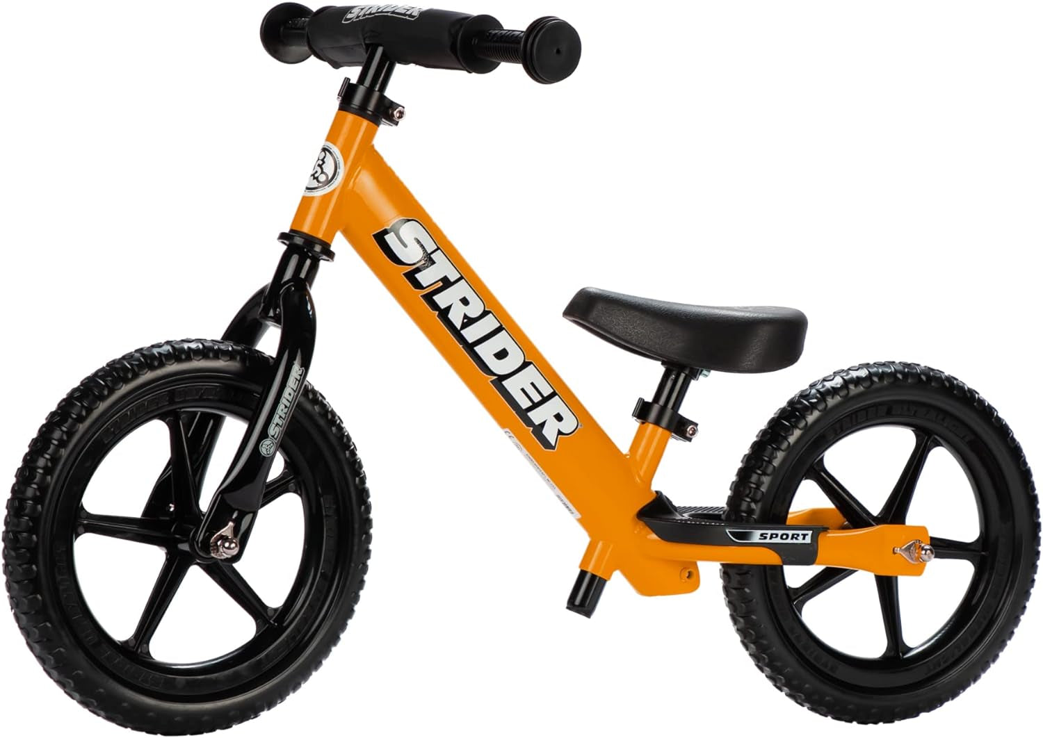 12” Sport Bike - No Pedal Balance Bicycle for Kids 1 to 4 Years - Includes Safety Pad, Padded Seat, Mini Grips & Flat-Free Tires - Tool-Free Assembly & Adjustments