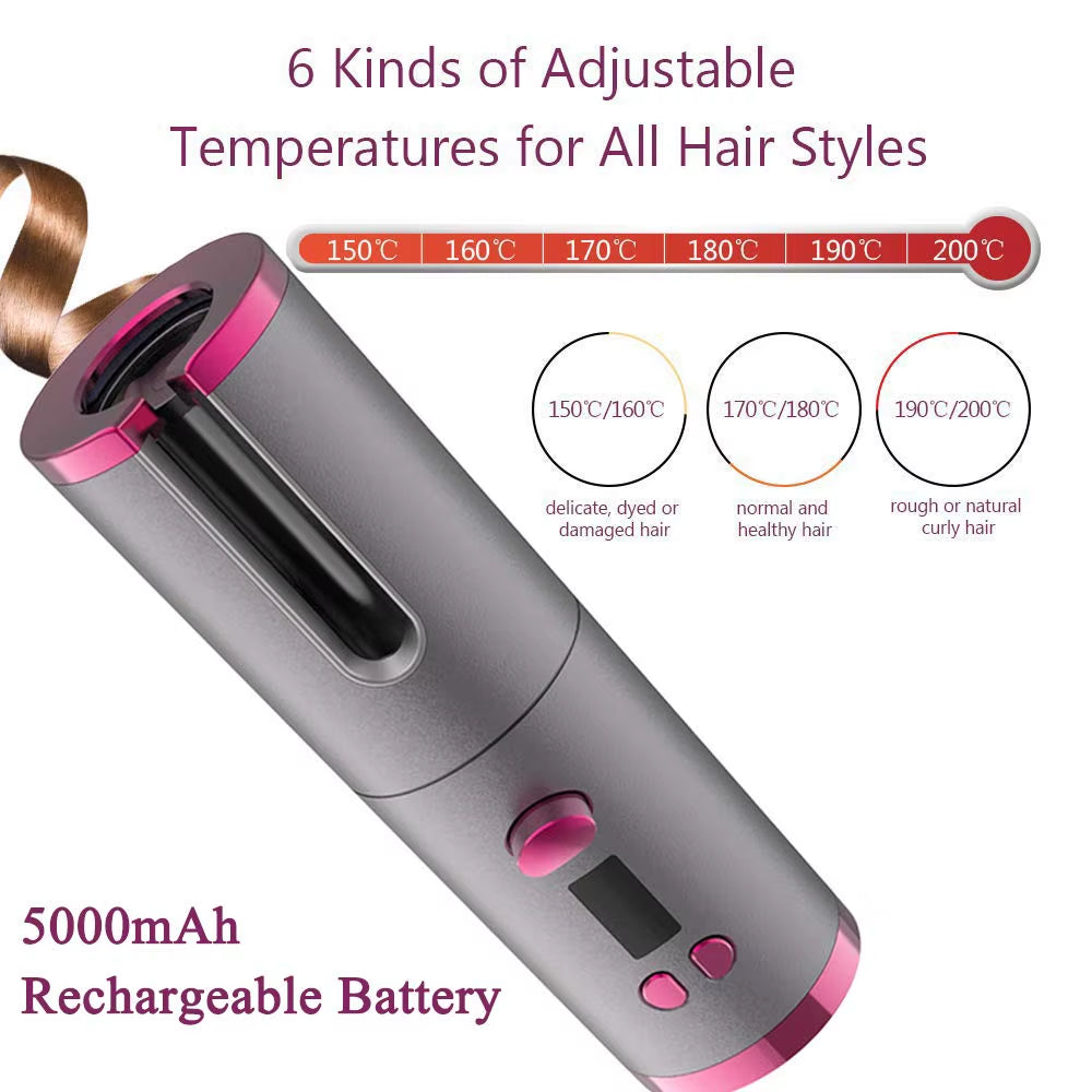 Revolutionary Cordless Automatic Hair Curler - Portable, USB Rechargeable, and Effortlessly Creates Stunning Curls Anywhere!