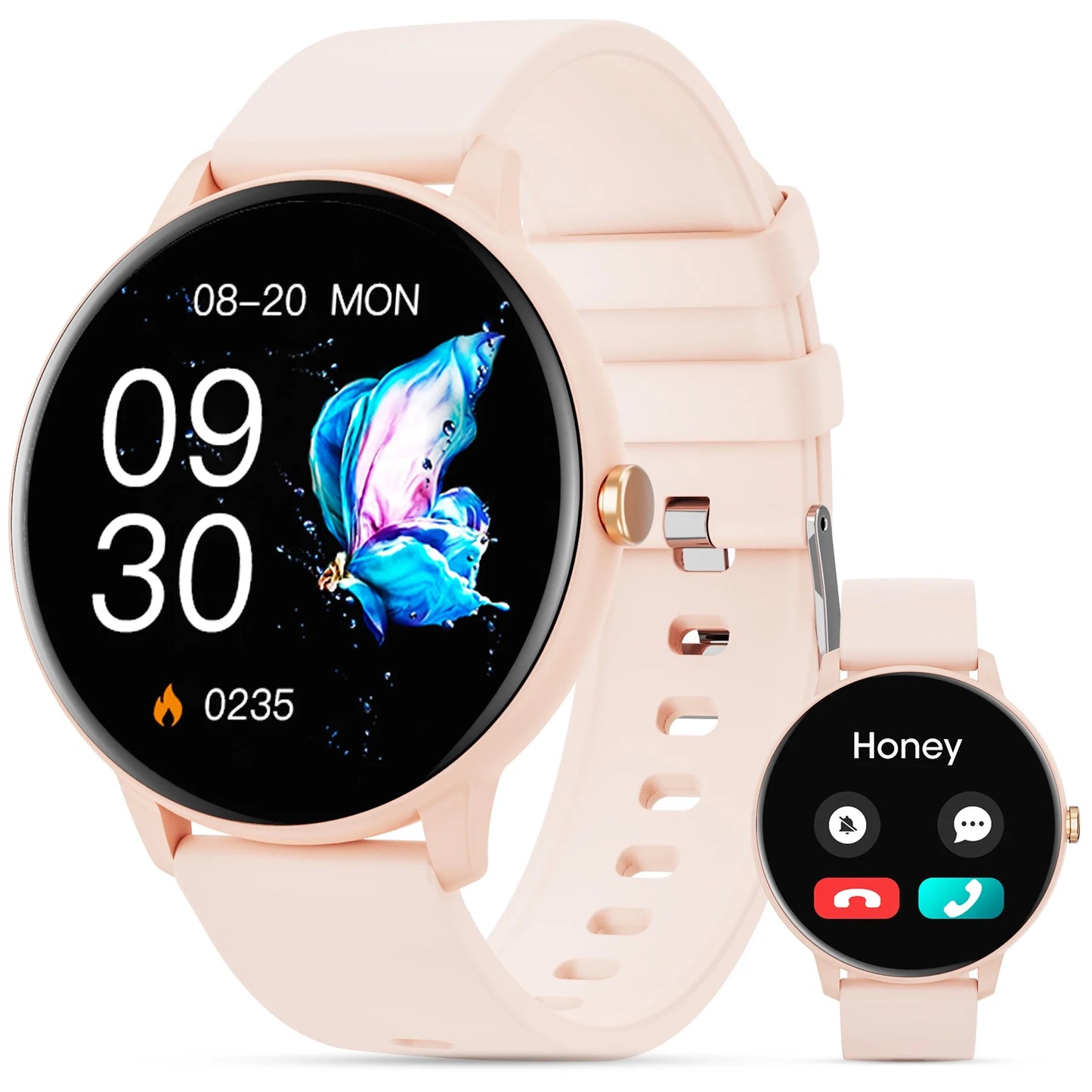 Smart Watch with Touch Screen, Smart Watch for Women with Voice Assistant and Message Reminder, Multi-Sport Mode and IP67 Waterproof (Pink)