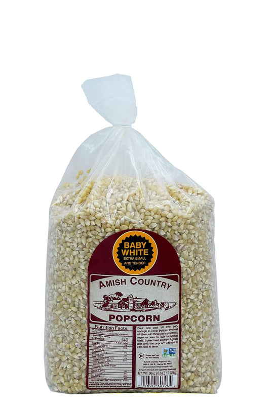 Pop the Fun with Our Baby White Popcorn Kernels! 🌽✨ Small, Tender, and Old-Fashioned - Non-GMO & Gluten-Free (6 Lb Bag)