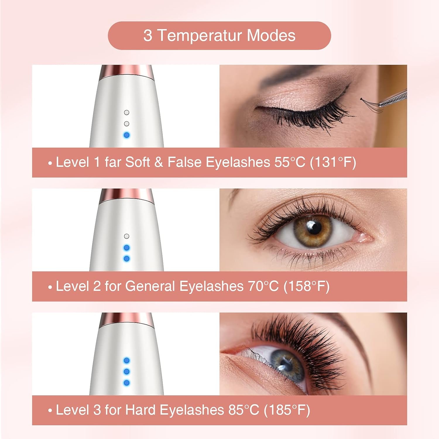 Rechargeable Heated Eyelash Curler, Lash Curler for Women Electric Eyelash Curler with 3 Temperature Modes,Quick Natural Curling and Long Lasting (White)