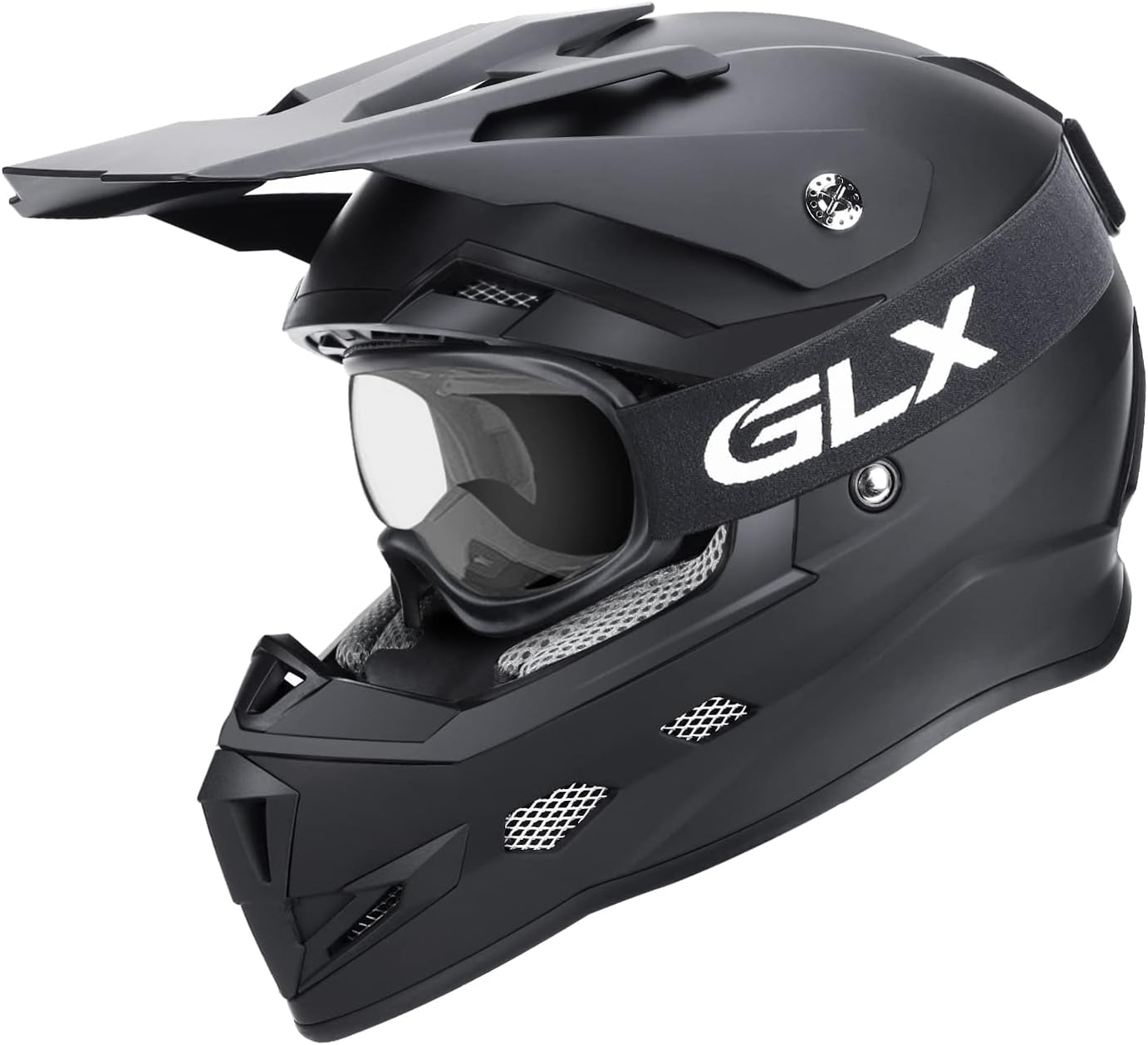 GX623 DOT Kids Youth ATV Off-Road Dirt Bike Motocross Motorcycle Full Face Helmet Combo Gloves Goggles for Boys & Girls (Matte Black, Large)