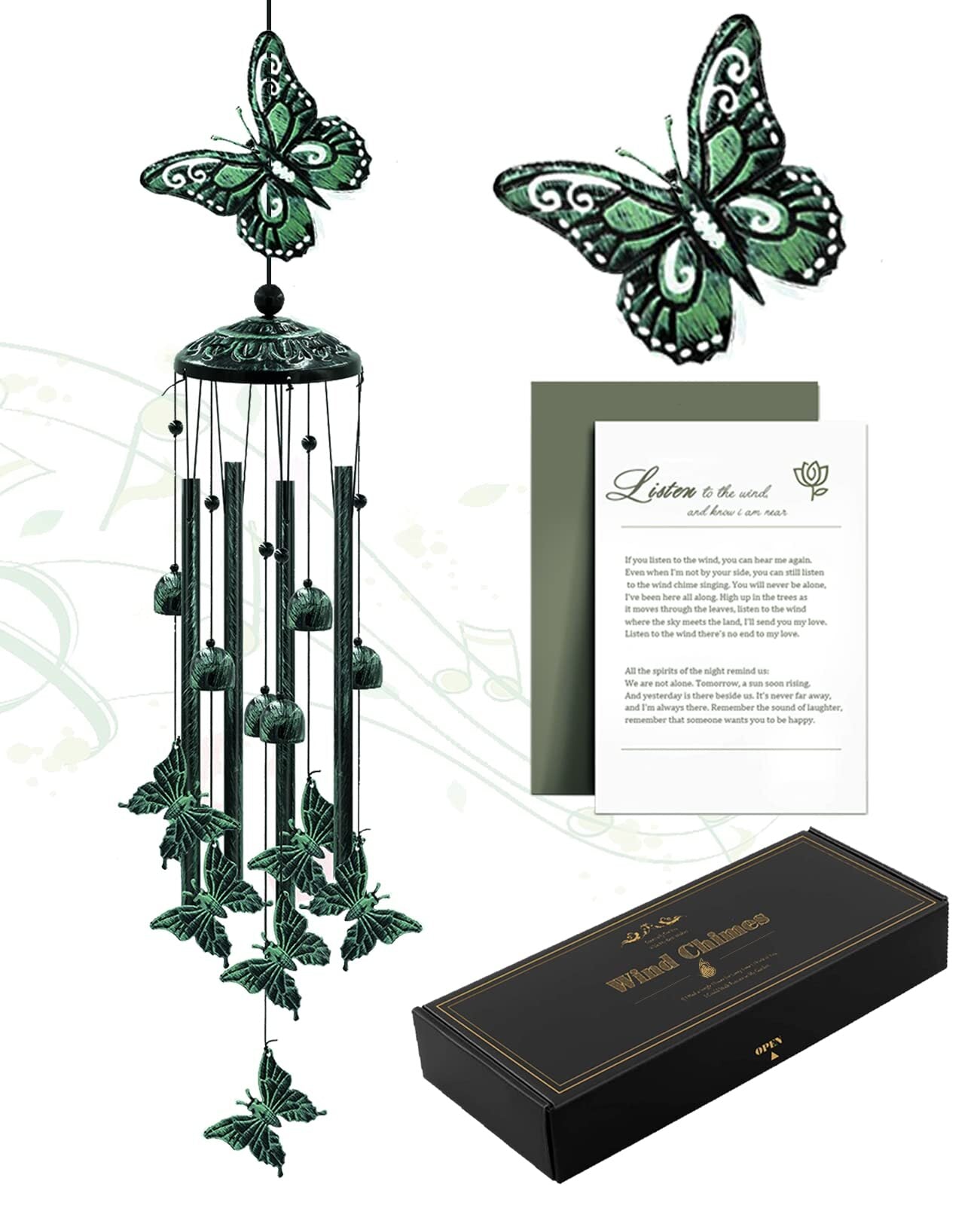 Enchanting 33" Butterfly Wind Chimes - Perfect Outdoor Gift for Moms, Grandmas, and Garden Lovers