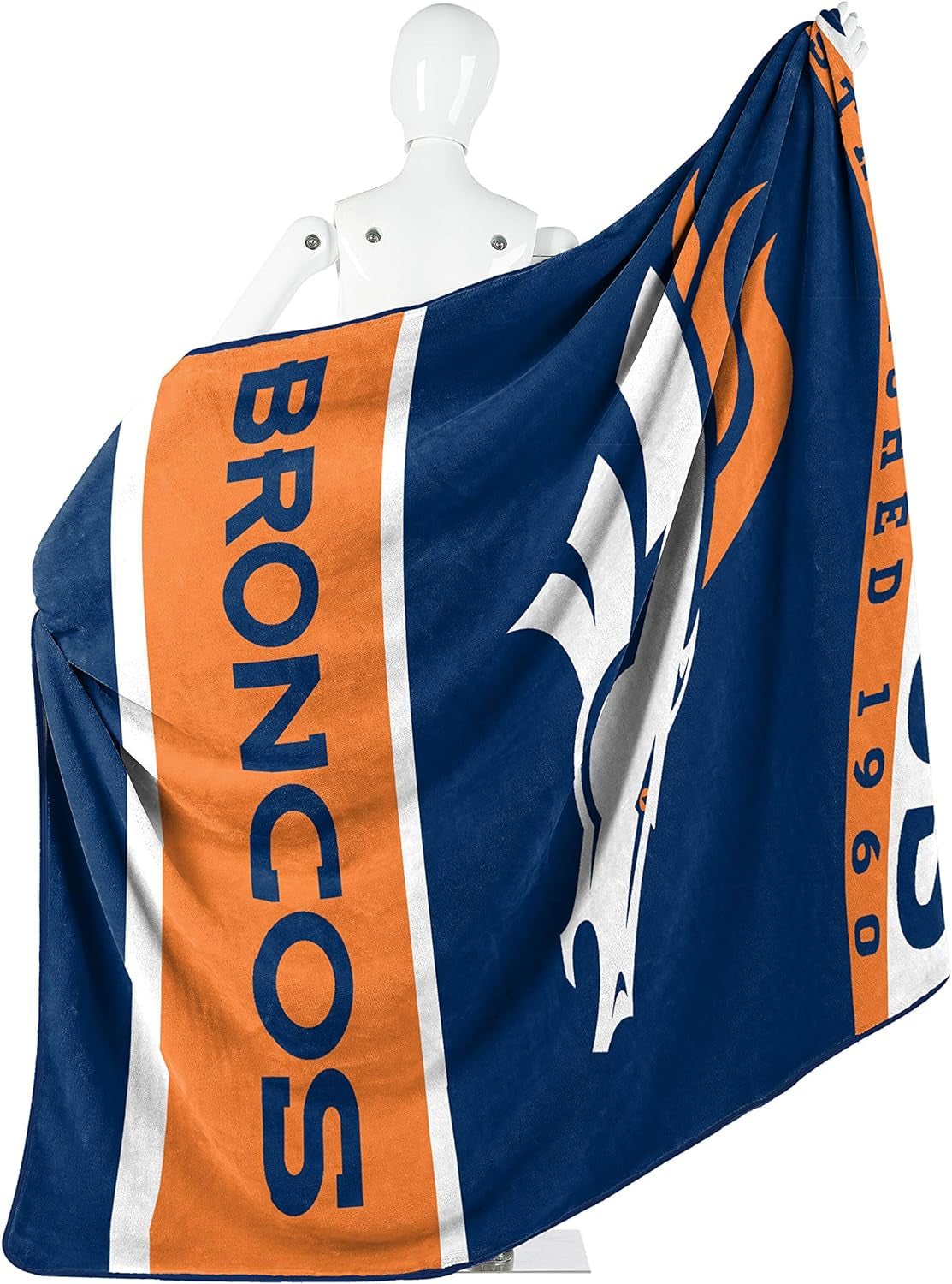 NFL Denver Broncos Unisex-Adult Raschel Throw Blanket, 60" X 80", 12Th Man